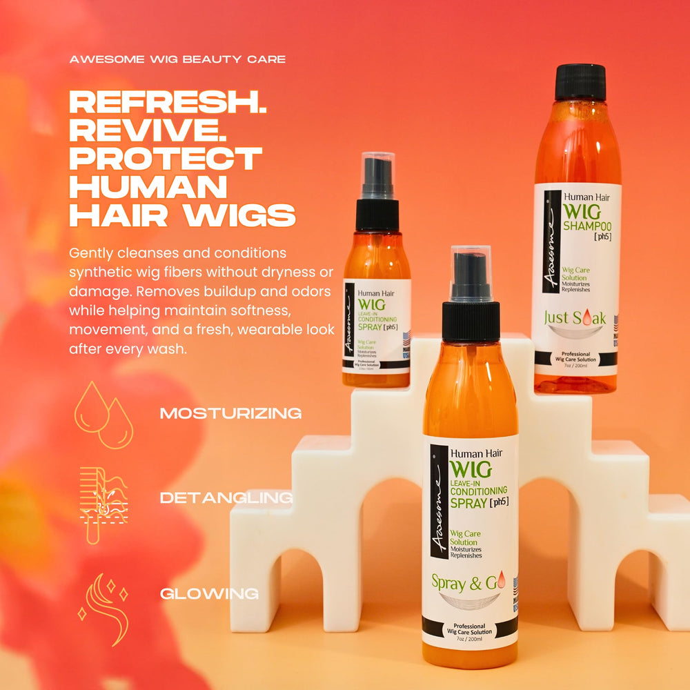 Awesome après-shampoing démêlant spray pour perruques, démêlage facile et soin longue durée.