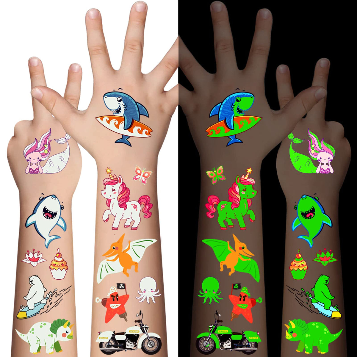 AWINMAY tatuajes luminosos mariposas: brillo divertido para fiestas infantiles