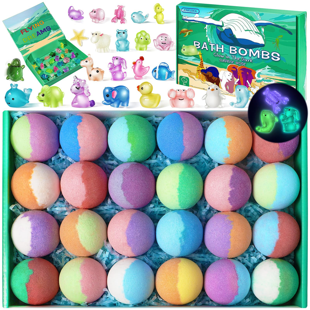 AWKUWA bombas de baño para niños con juguetes, diversión segura durante el baño.
