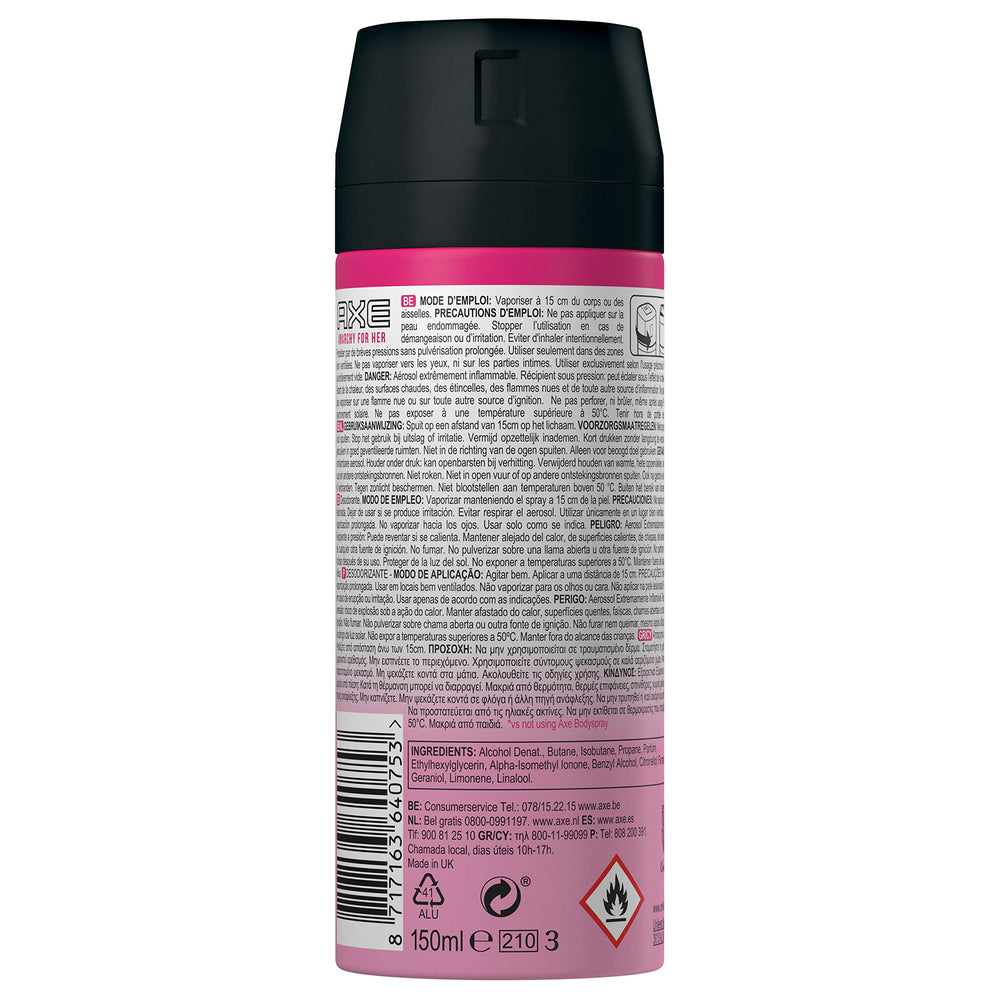 AXE Anarchy for Her deodorant bottle close-up highlighting ergonomic design for daily use.
