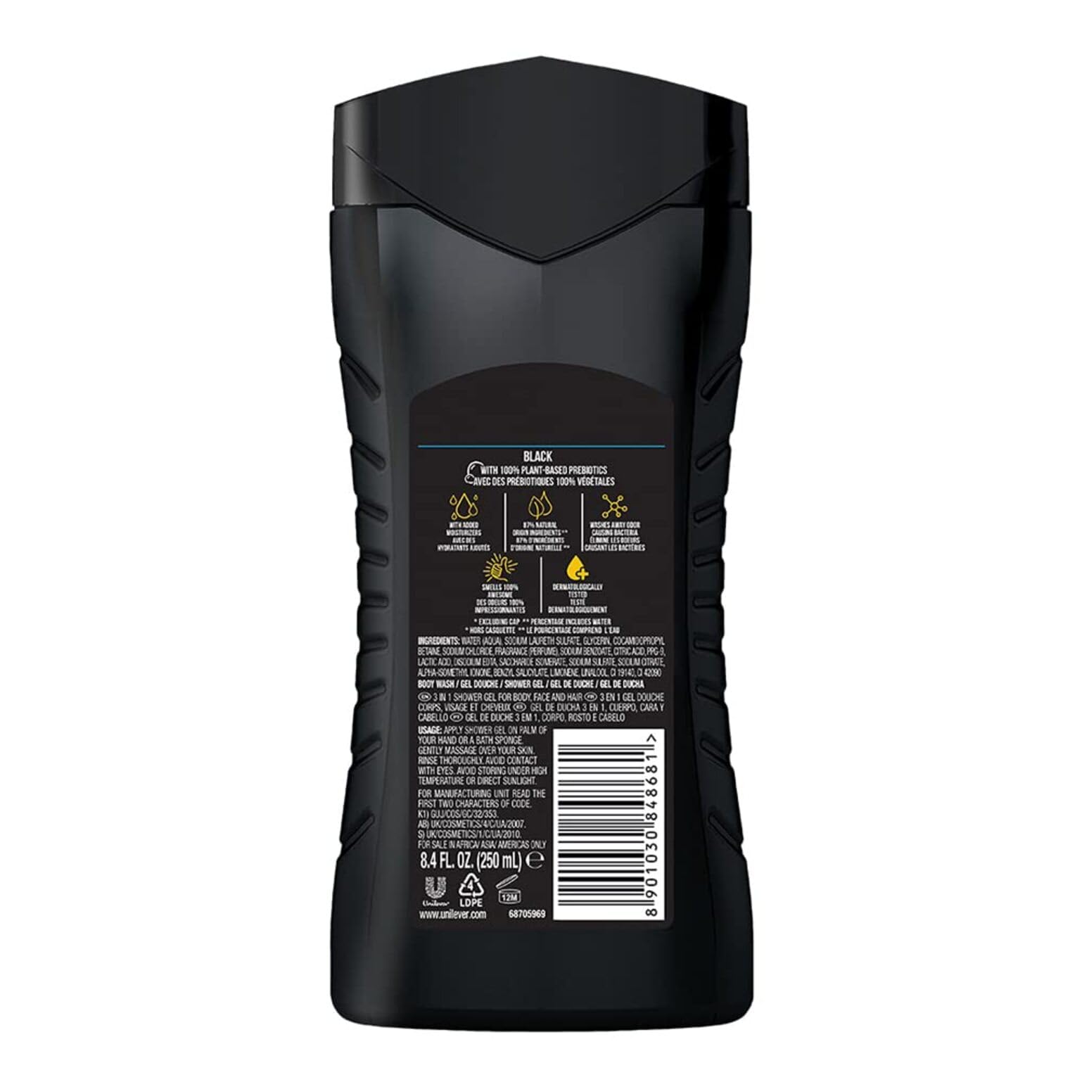 AXE Black lavado facial deja la piel limpia y fresca