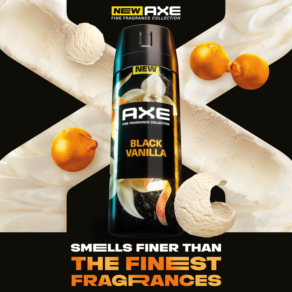 AXE Black Vanilla orange oil infused fragrance highlights bright top notes