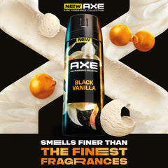 AXE Black Vanilla orange oil infused fragrance highlights bright top notes