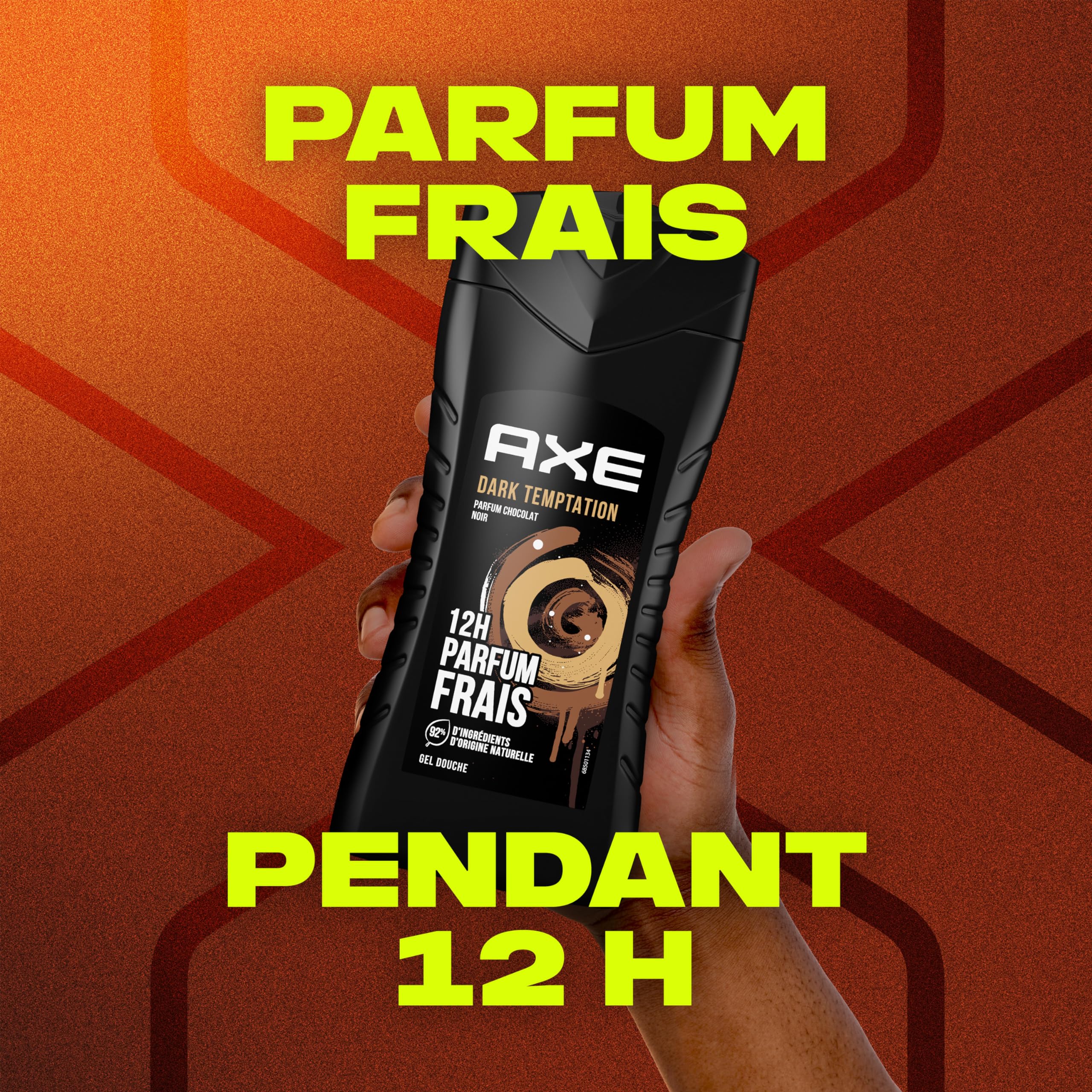 AXE Dark Temptation embalaje lujoso para una experiencia de ducha premium.