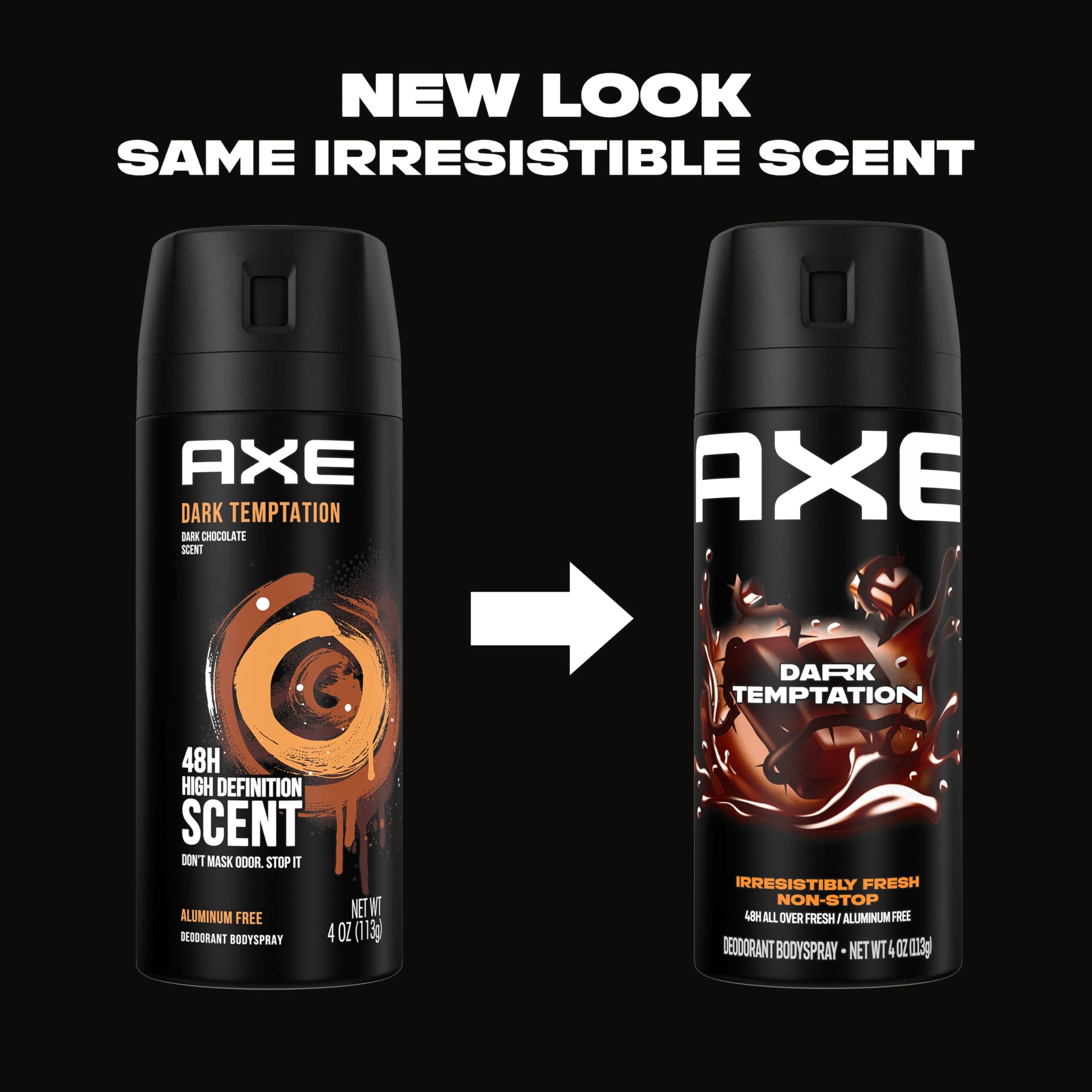 AXE Dark Temptation: empaque con diseño nuevo y lata 100% reciclable.