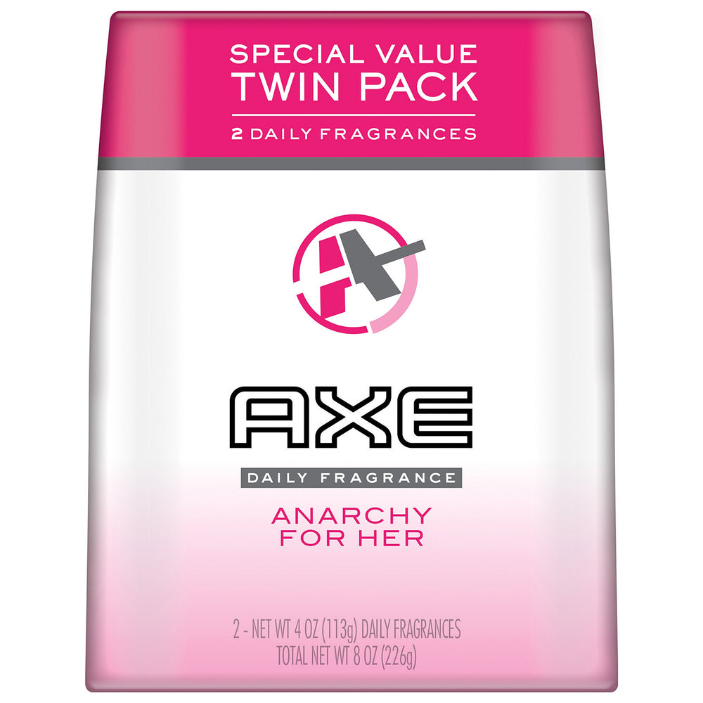 AXE Anarchy For Her, envase 4 oz, paquete doble para uso diario y frescura continua