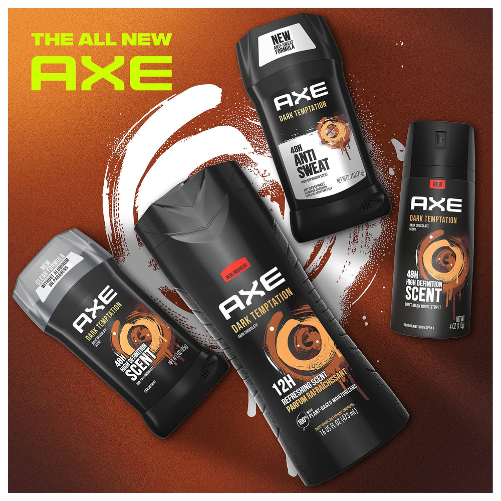 AXE Dark Temptation ámbar y pimienta roja para aroma distintivo.