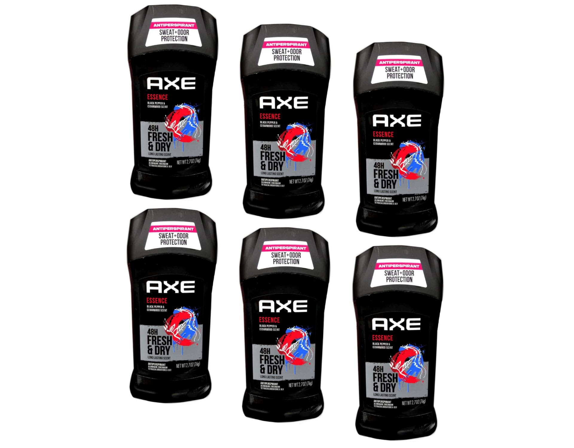 AXE Essence Dry, empaque frontal, frescura duradera y protección antitranspirante todo el día.