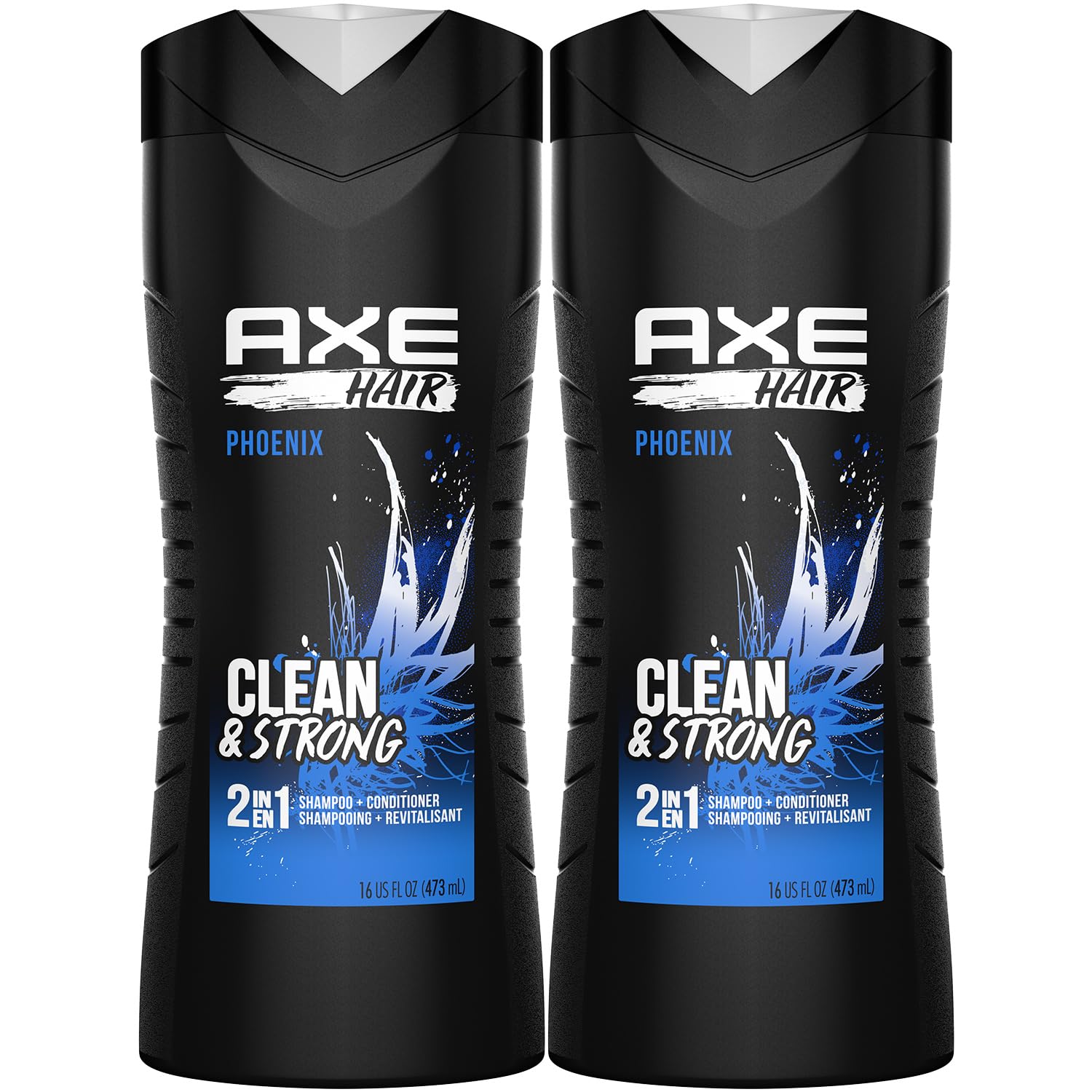 AXE Phoenix 2 en 1, champú y acondicionador, botella ergonómica para uso diario.