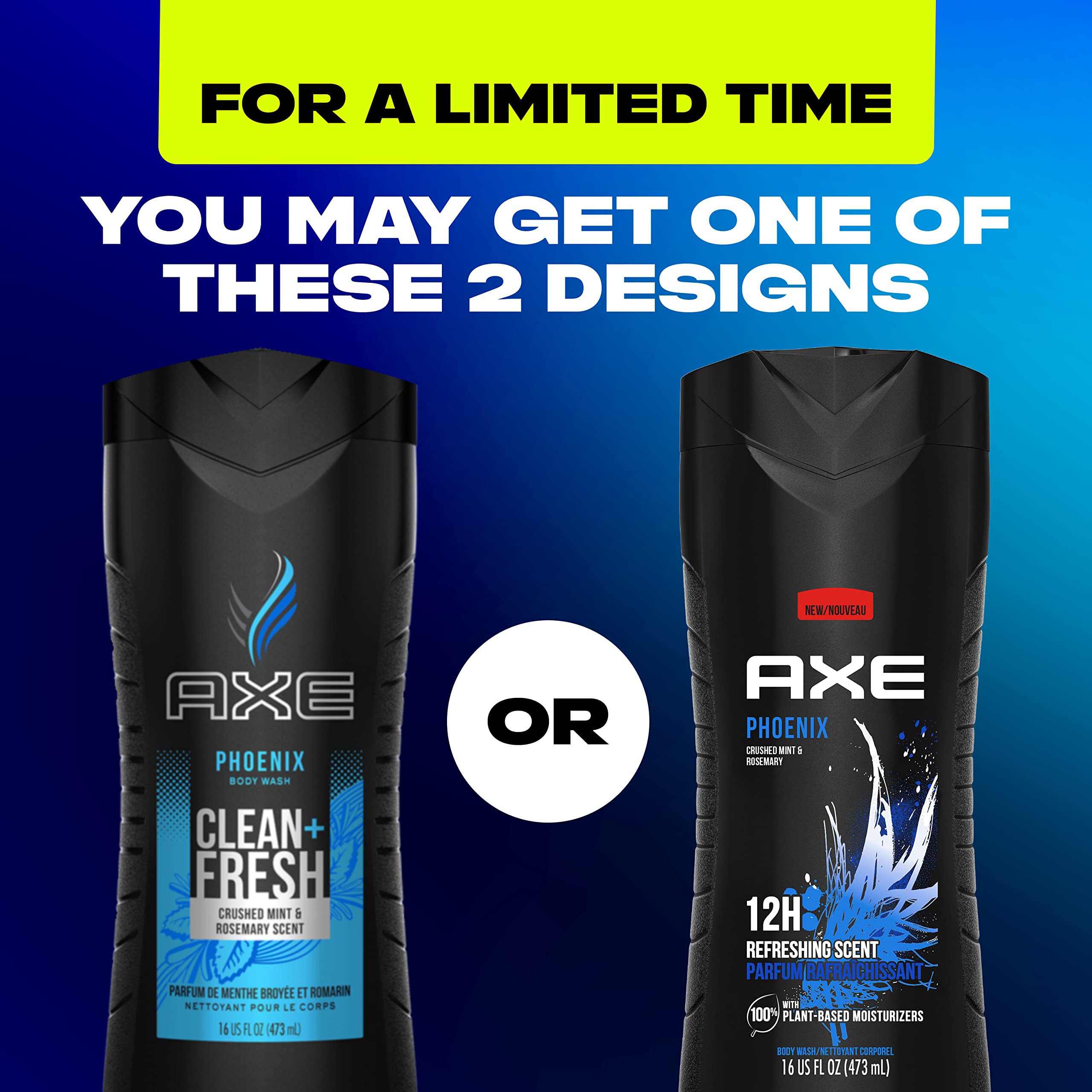 AXE Phoenix menta triturada brinda sensación fresca durante la ducha.