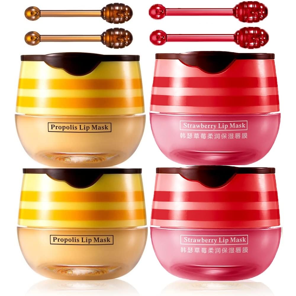 Bálsamo Axnzp Honey Pot con miel y fresa hidrata los labios y se ve compacto.