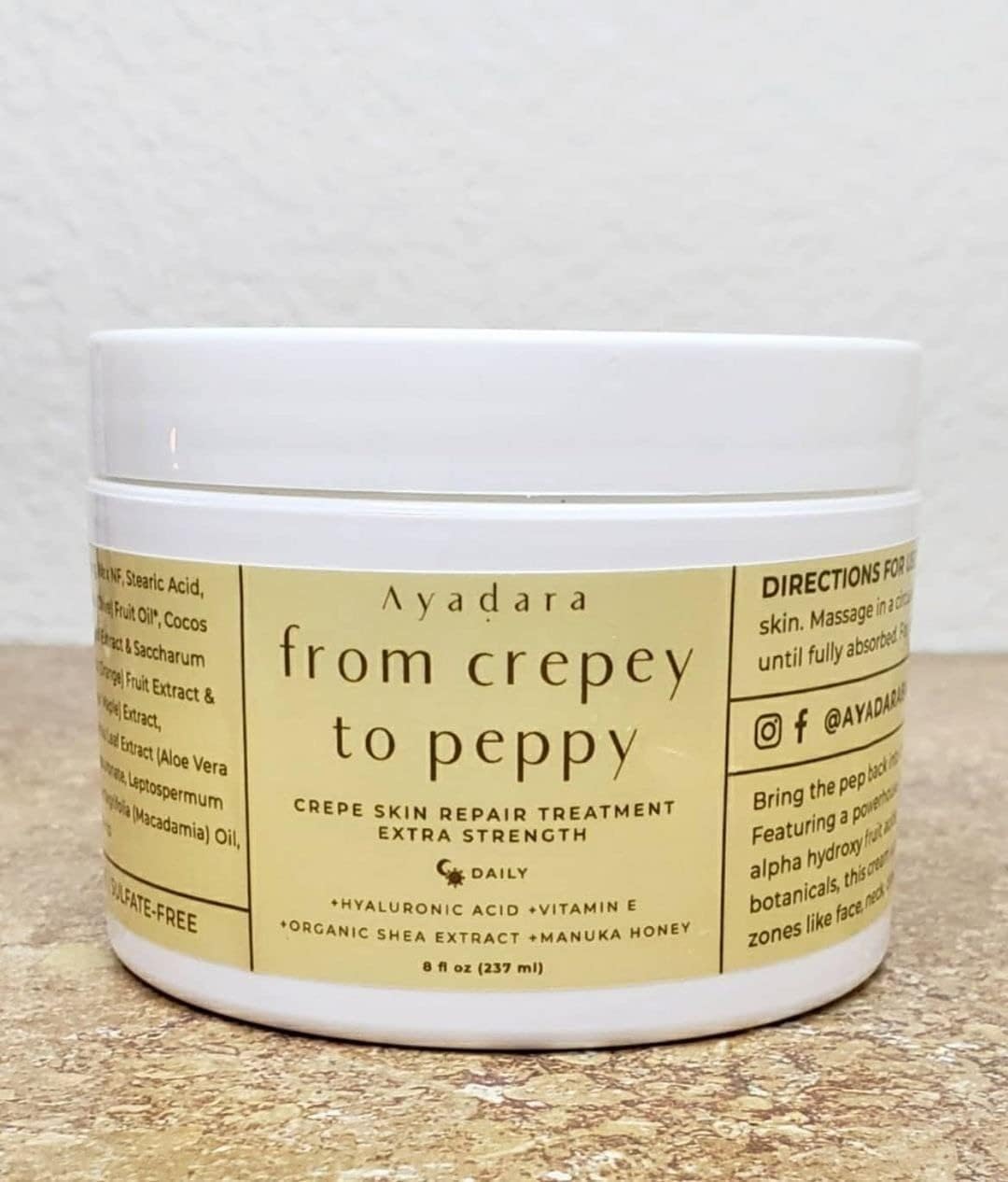 AYADARA crema-firmante-cuerpo: aplicación suave para tono más firme.
