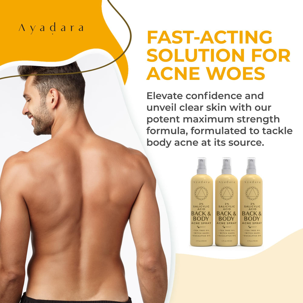 AYADARA pack 3, tratamiento continuo para el acné del cuerpo.