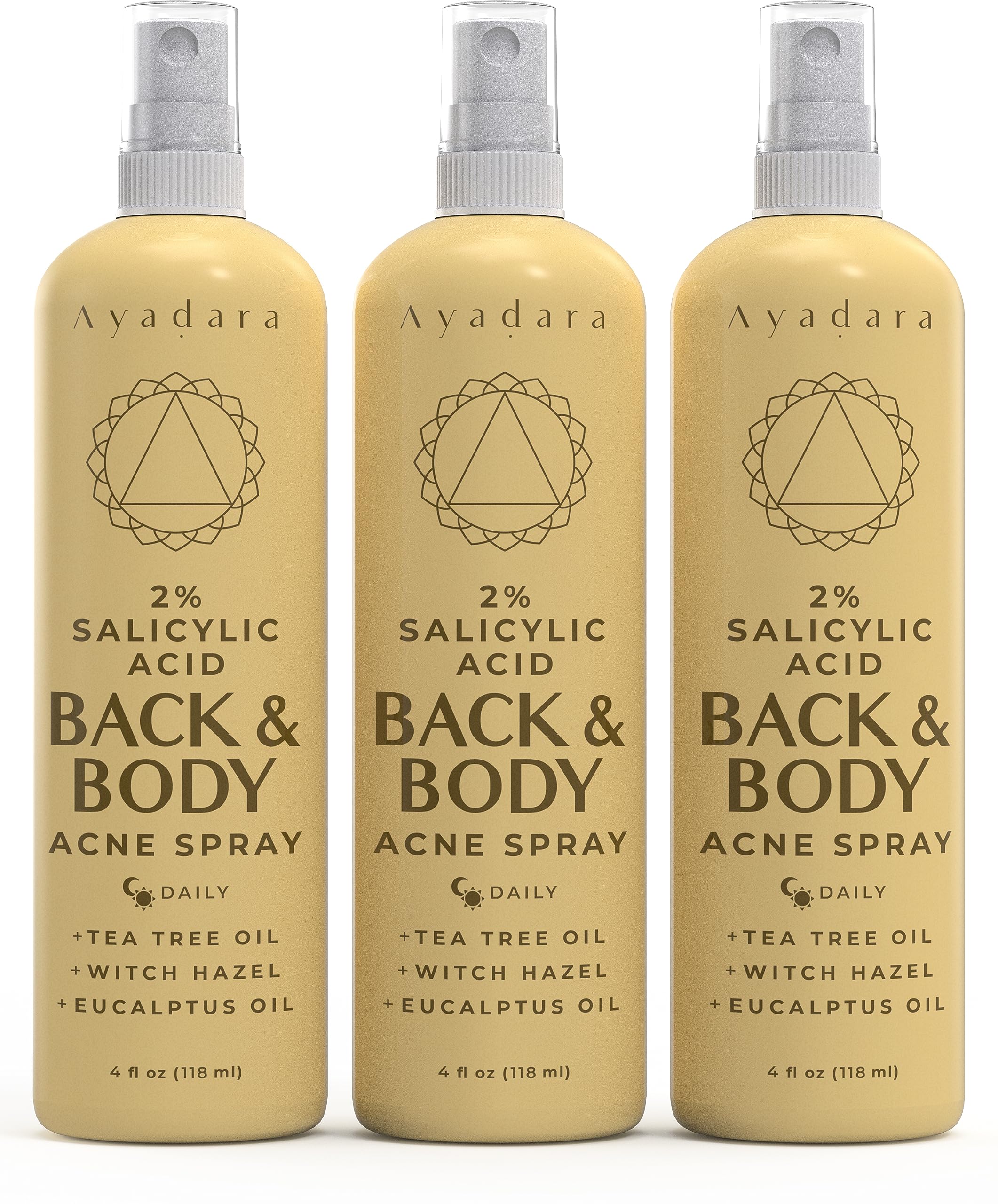 AYADARA spray acné espalda, solución práctica para espaldas propensas.