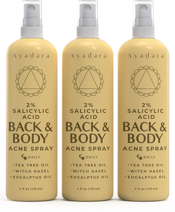 AYADARA spray acné espalda, solución práctica para espaldas propensas.