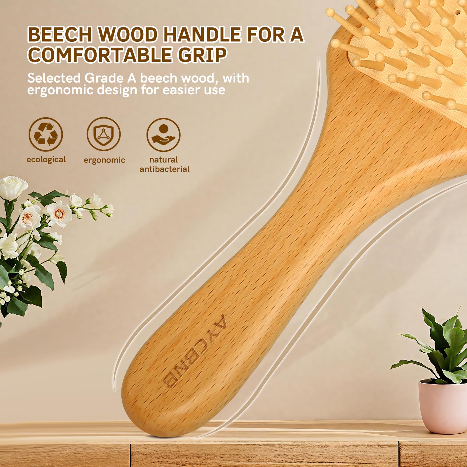 AYCBNB cepillo de madera ayuda a distribuir aceites naturales.