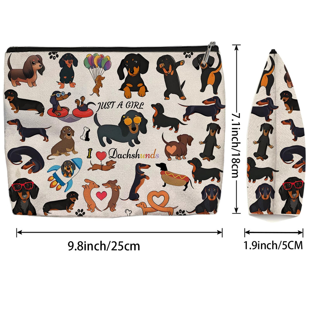 Aypvora bolsa maquillaje dachshund, forro interior que protege los cosméticos durante desplazamientos.