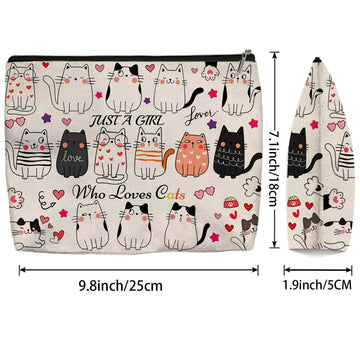 Aypvora bolsa maquillaje gato patrones doble caras, diseño vibrante para viajes.