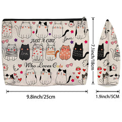 Aypvora bolsa maquillaje gato patrones doble caras, diseño vibrante para viajes.