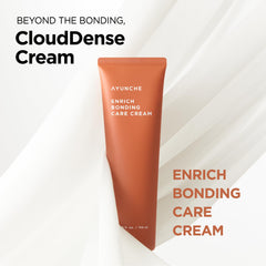 AYUNCHE Enrich Bonding Crema sin enjuague, textura ligera tipo nube para absorción rápida.