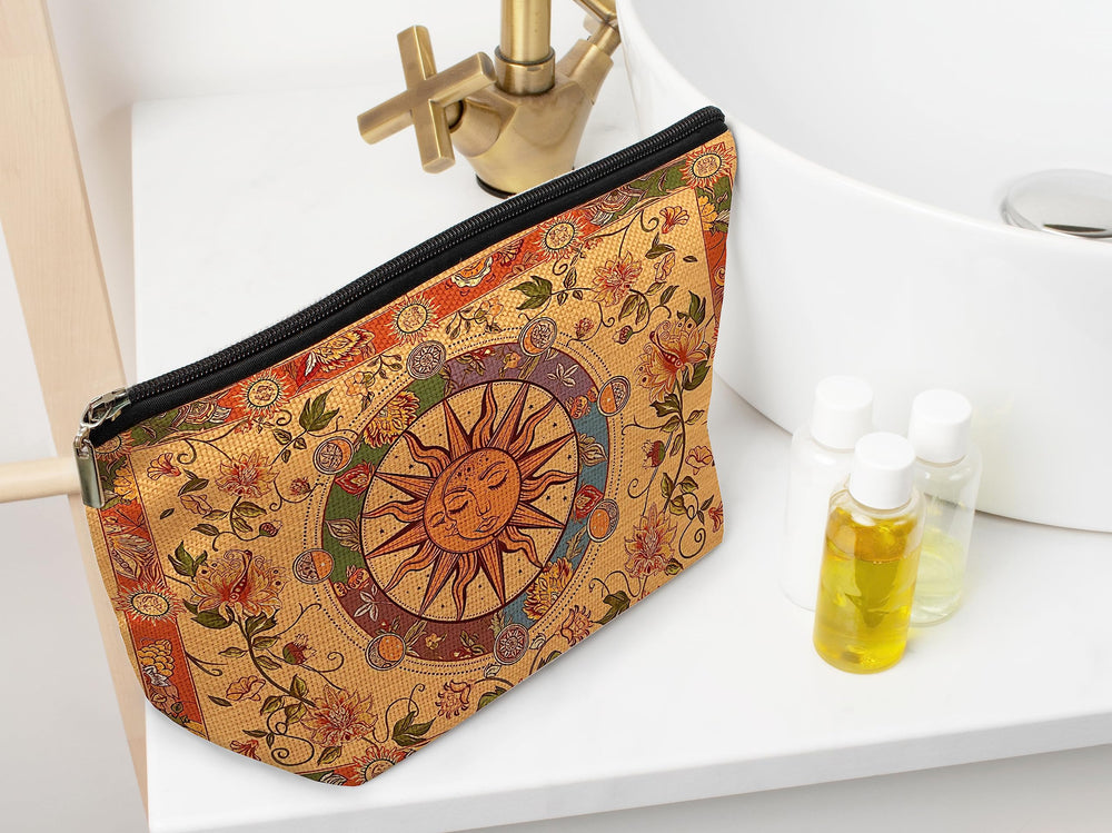 Ayxvt estuche cosmetico floral hippie, perfecto para viajes ligeros y orden.