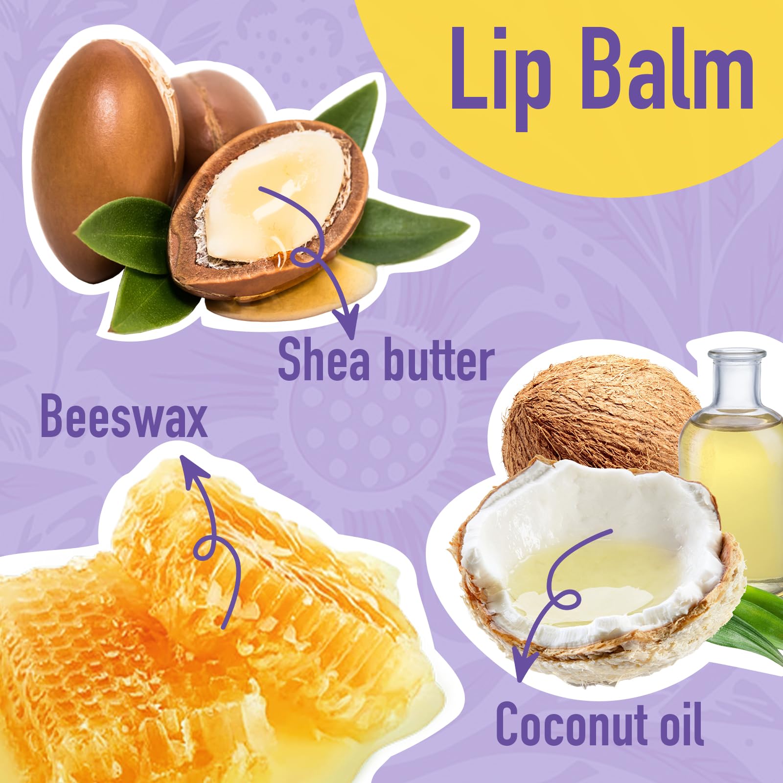 AZEN bálsamo labial, ingredientes como coco y vitamina E para hidratación