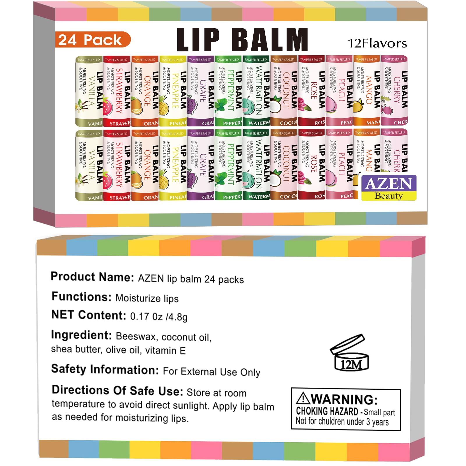 AZEN bálsamo labial sabor menta, efecto refrescante.