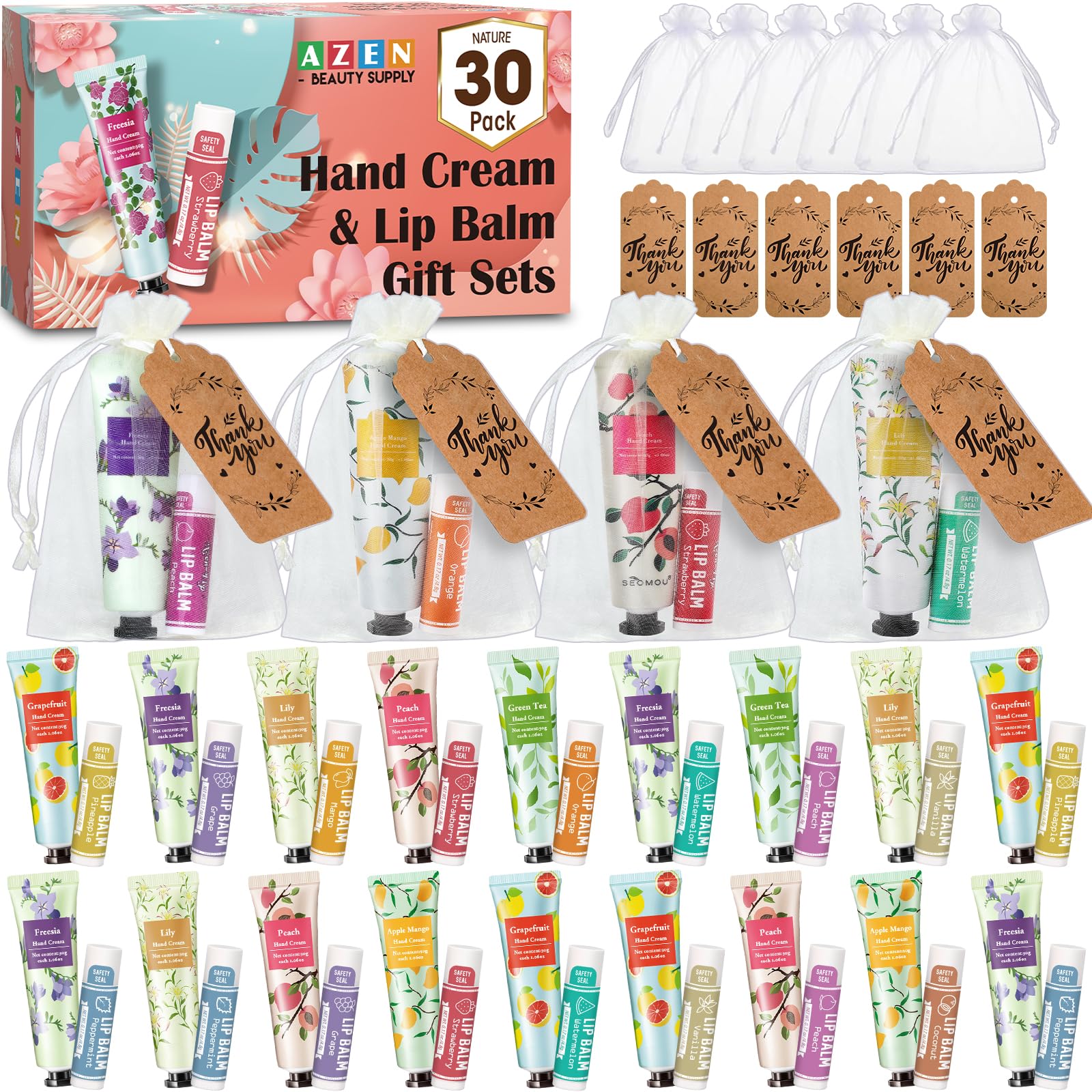 AZEN regalos-manos-labios-30-set: conjunto completo para bodas y agradecimientos.