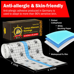 AZEN venda curación tatuaje, papel con cuadricula para recortar con precisión