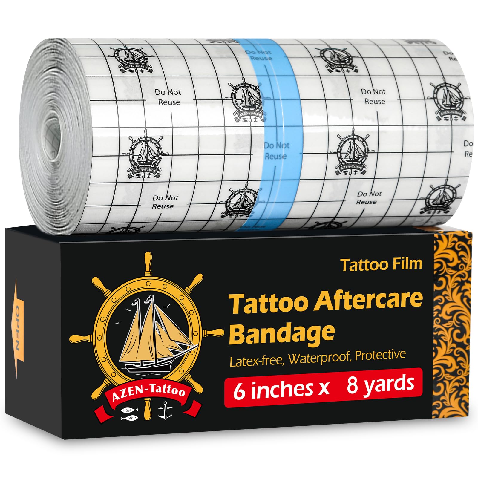 AZEN venda curación tatuaje, rollo compacto para cubrir nuevo tatuaje