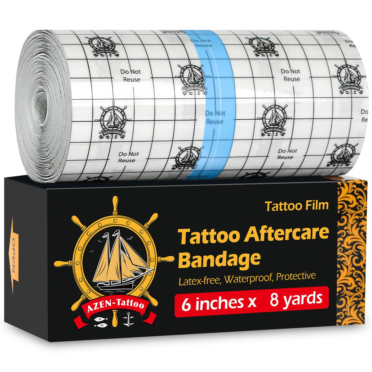 AZEN venda curación tatuaje, rollo compacto para cubrir nuevo tatuaje