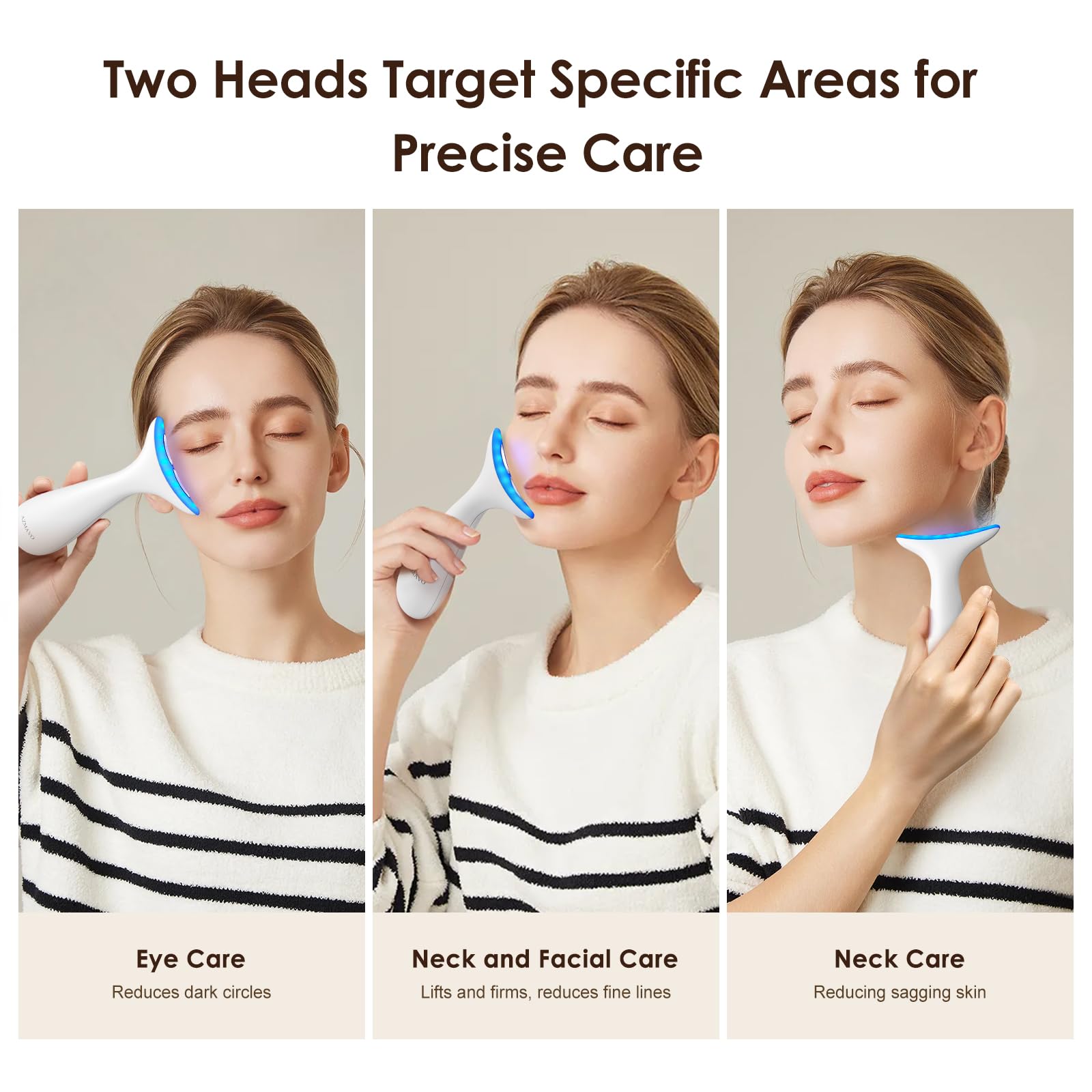 AZMAVO Masajeador Facial Modos de masaje para relajar y favorecer la absorción.