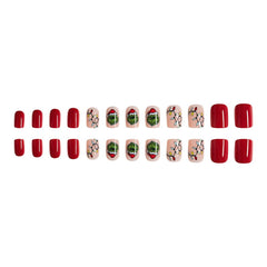 AZTSYT uñas navideñas con farol rojo brillante para ocasiones especiales