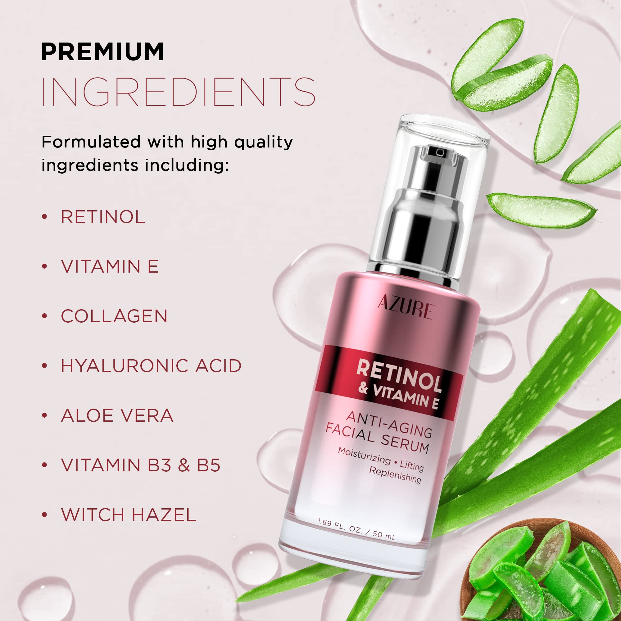 Azure Cosmetics Ingredientes clave Vitamina E, antioxidante que ayuda a hidratar
