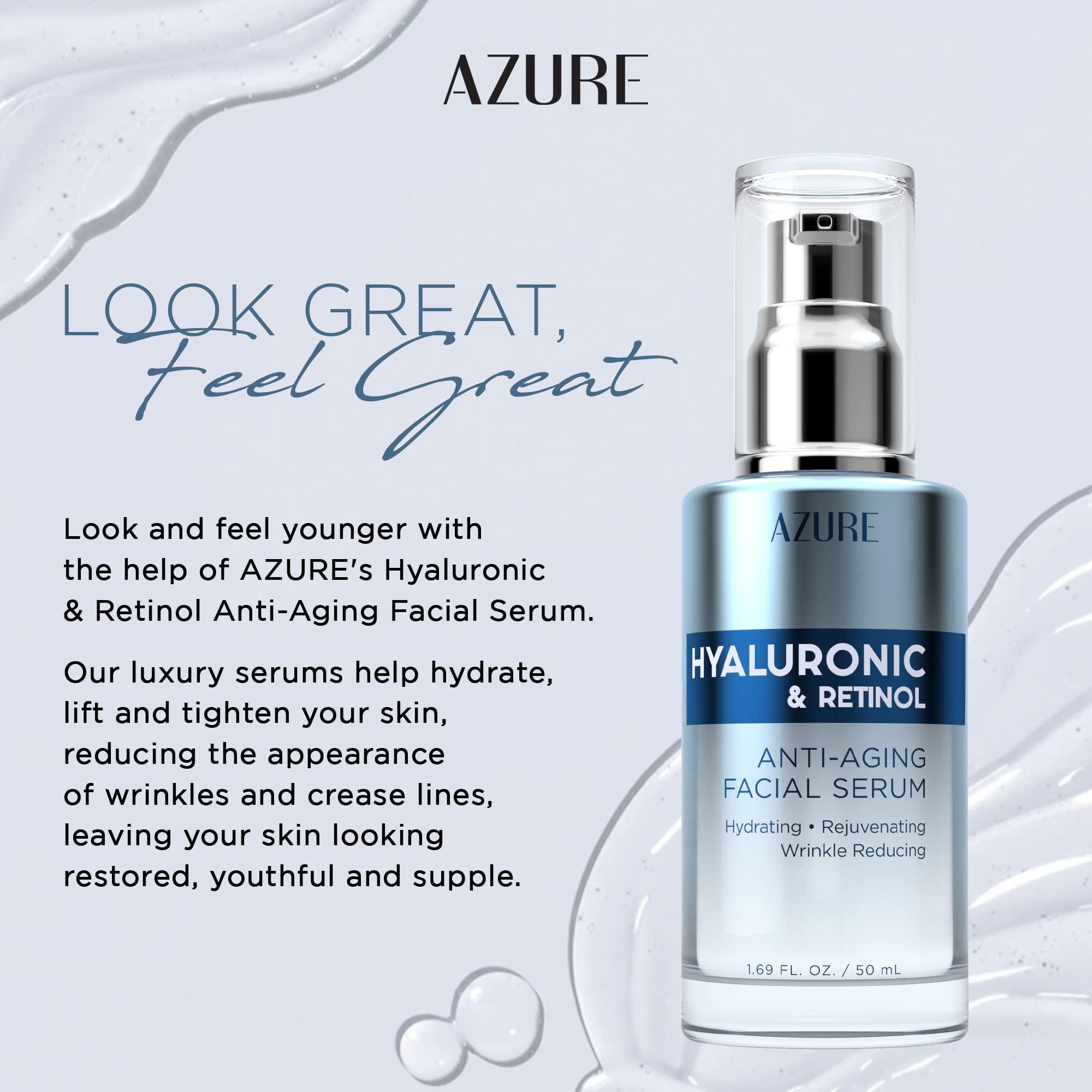 Rostro suave tras aplicar el sérum hialurónico de Azure Cosmetics.