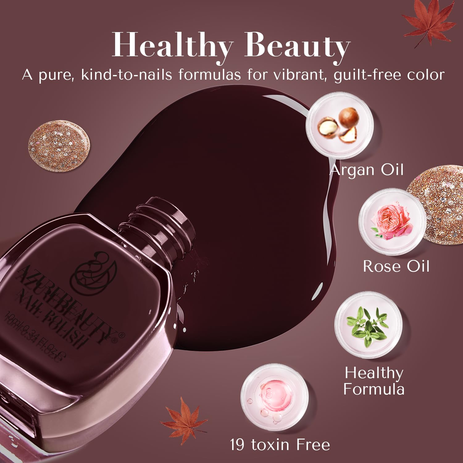 Detalle de purpurina de AzureBeauty para acabado brillante