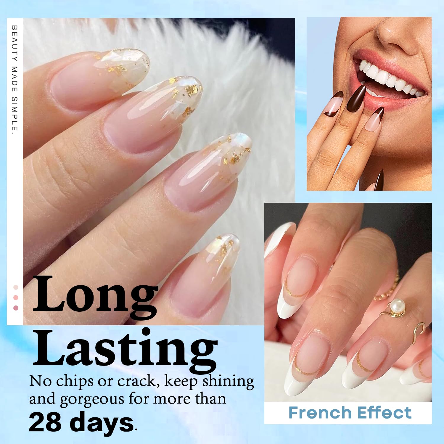 AZUREBEAUTY base dip para una aplicación suave y uniforme en uñas.