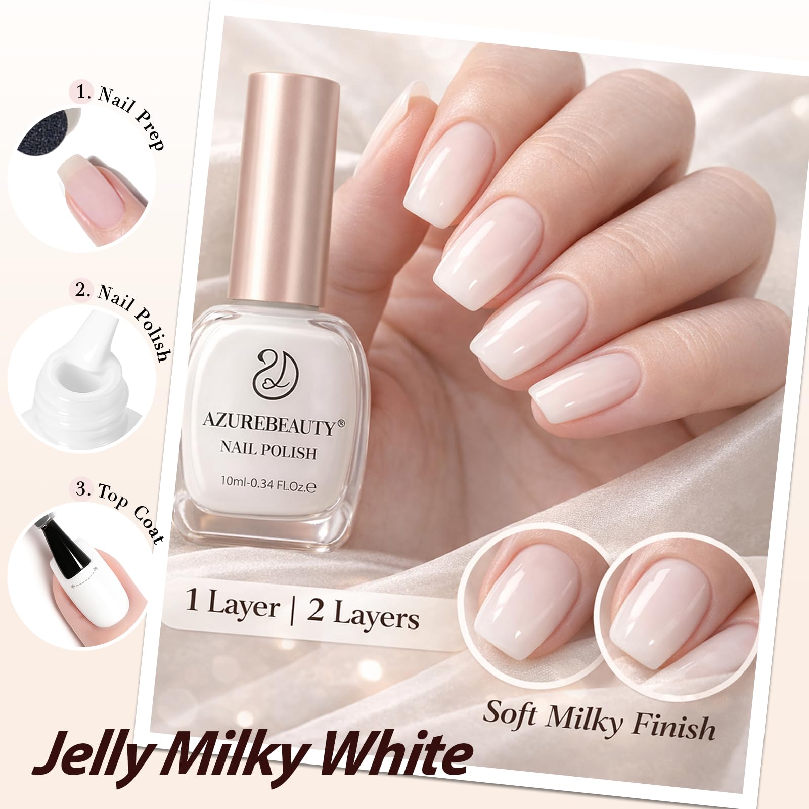AZUREBEAUTY Bote de esmalte 10 ml, color translúcido de alta cobertura