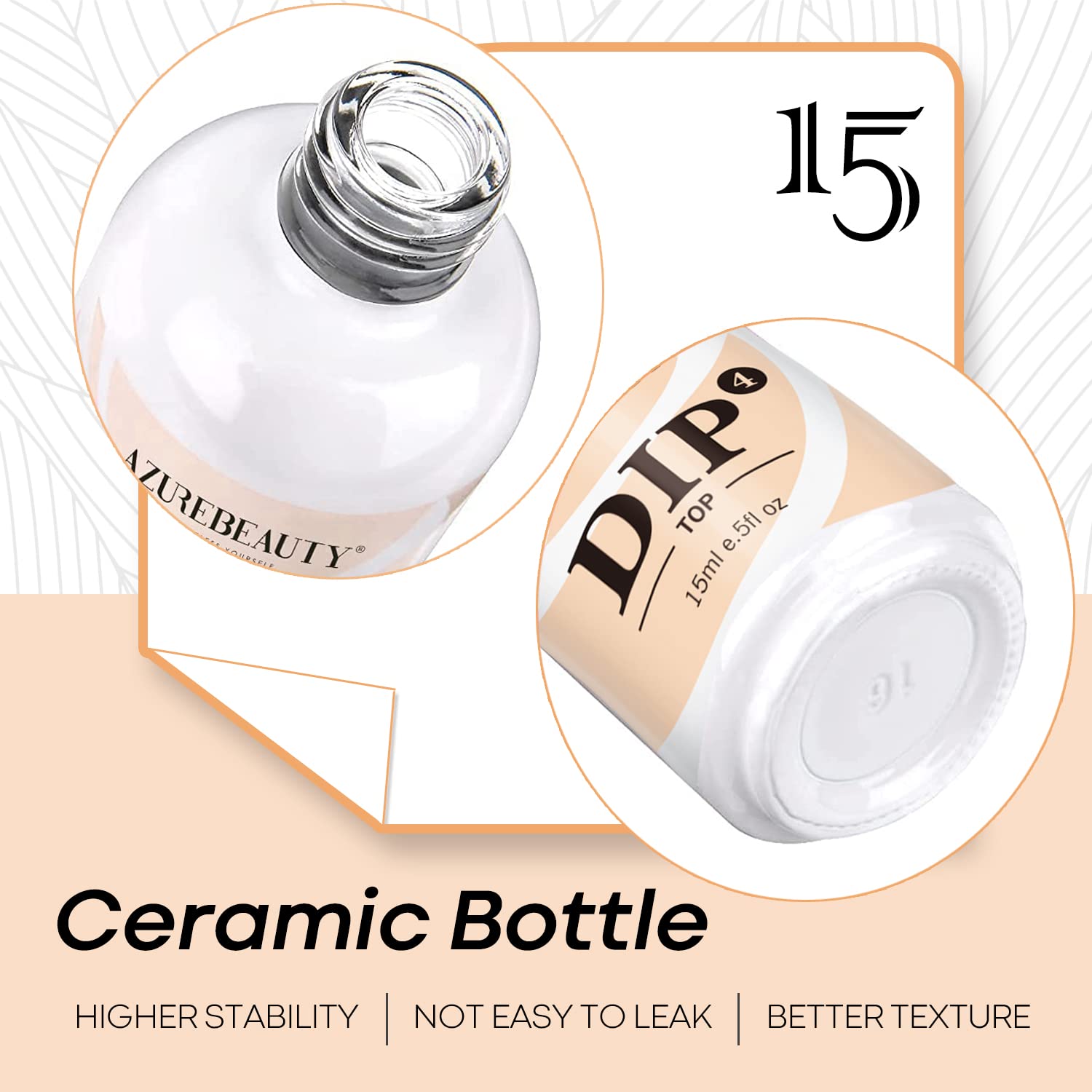 AZUREBEAUTY botella cerámica de 15ml: diseño resistente para almacenamiento.