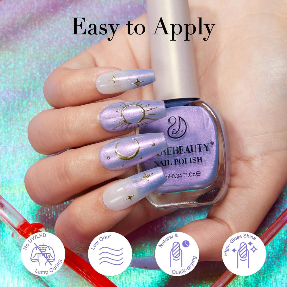 AZUREBEAUTY Brillo perlado realza uñas con aspecto lujoso