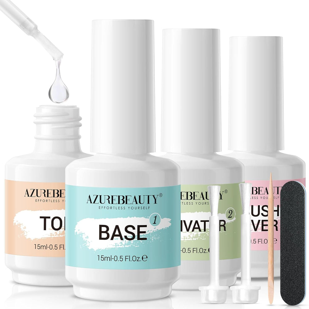 AZUREBEAUTY capa base en botella, protección y acabado suave para uñas.
