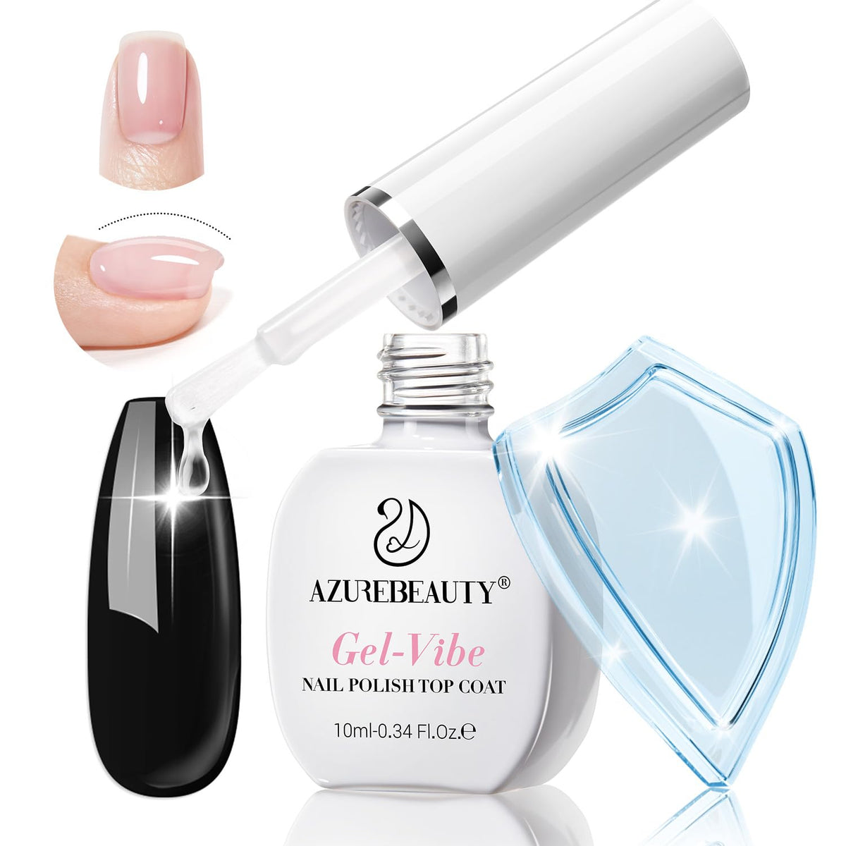 AZUREBEAUTY Capa Superior claridad en frasco para brillo natural.