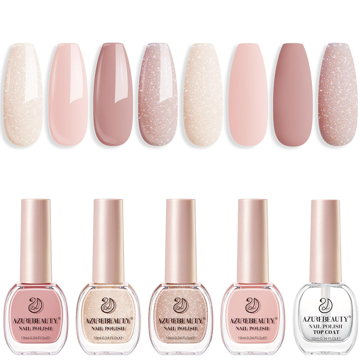 AZUREBEAUTY conjunto de lacas para uñas en cuatro colores, ideal para manicura en casa