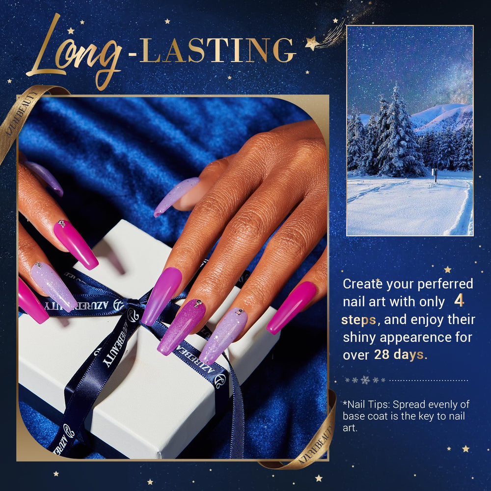 AZUREBEAUTY conjunto de líquidos para la manicura con base, acabado y activador.