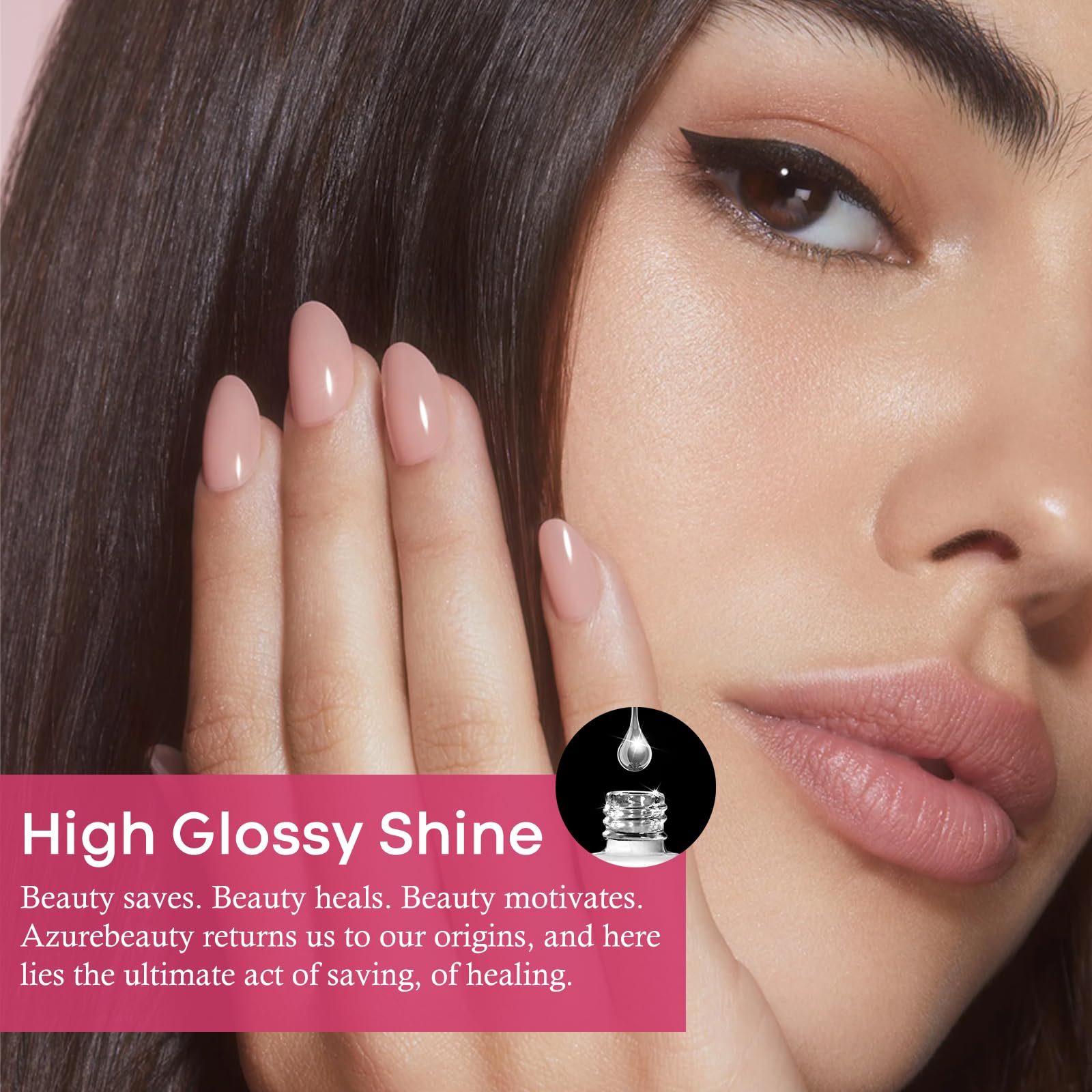 AZUREBEAUTY acabado brillante impecable para uñas pulidas y duraderas.