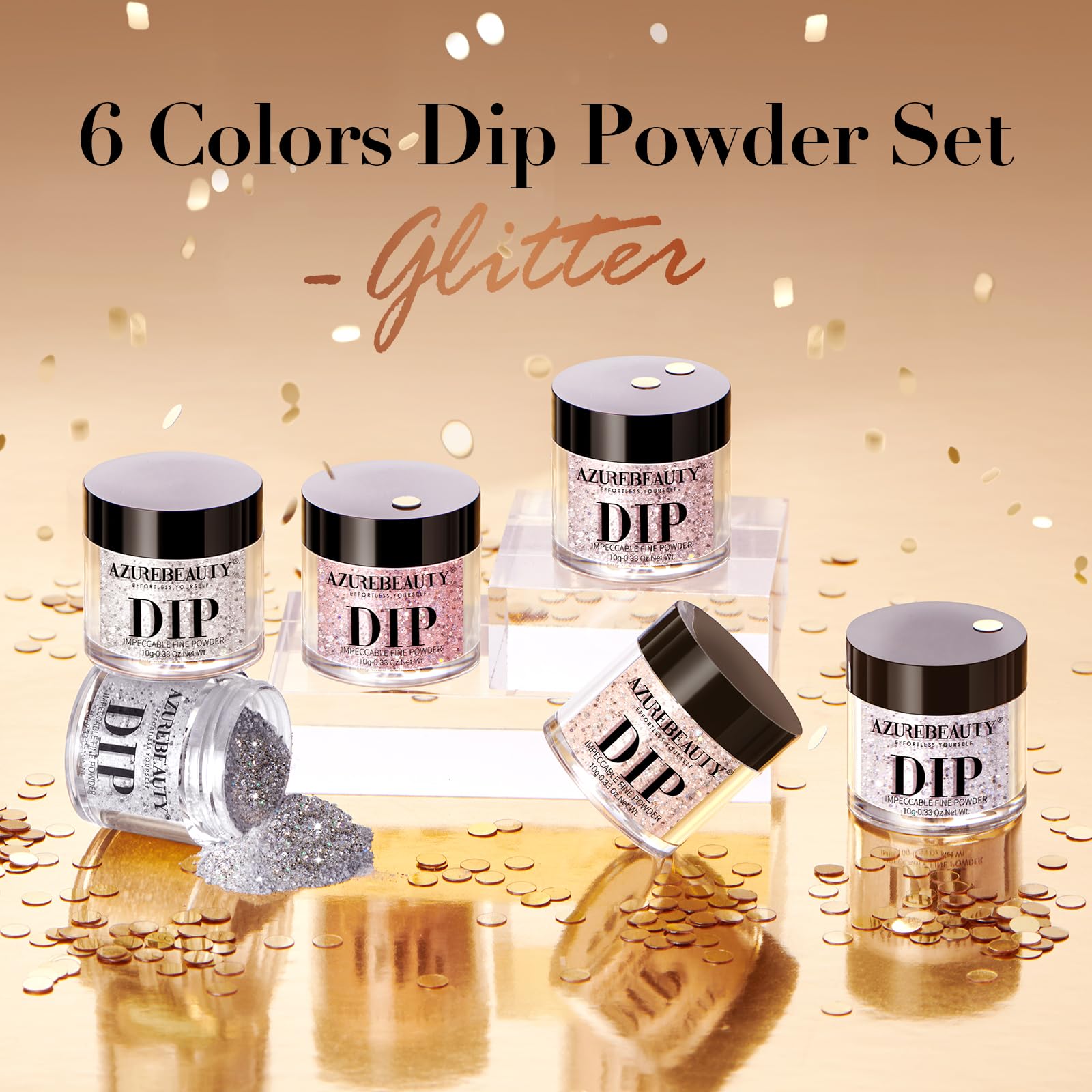 AZUREBEAUTY Dip Powder Arte en Uñas para acabado deslumbrante