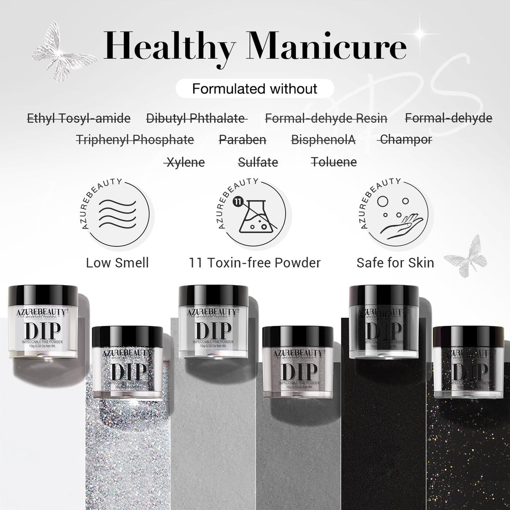 AZUREBEAUTY Dip Powder Basic Set brillo puro, acabado deslumbrante para uñas.
