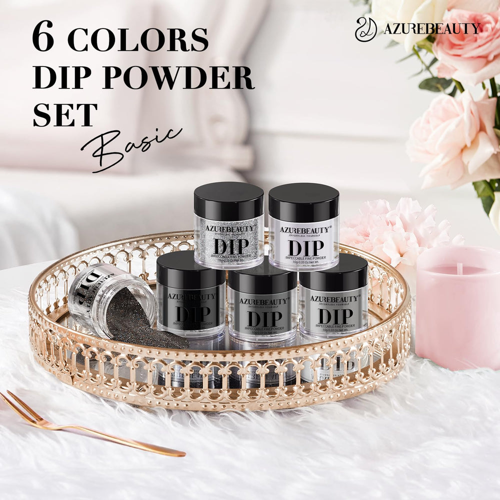 AZUREBEAUTY Dip Powder Basic Set sin lámpara, aplicación rápida y sin equipo adicional.