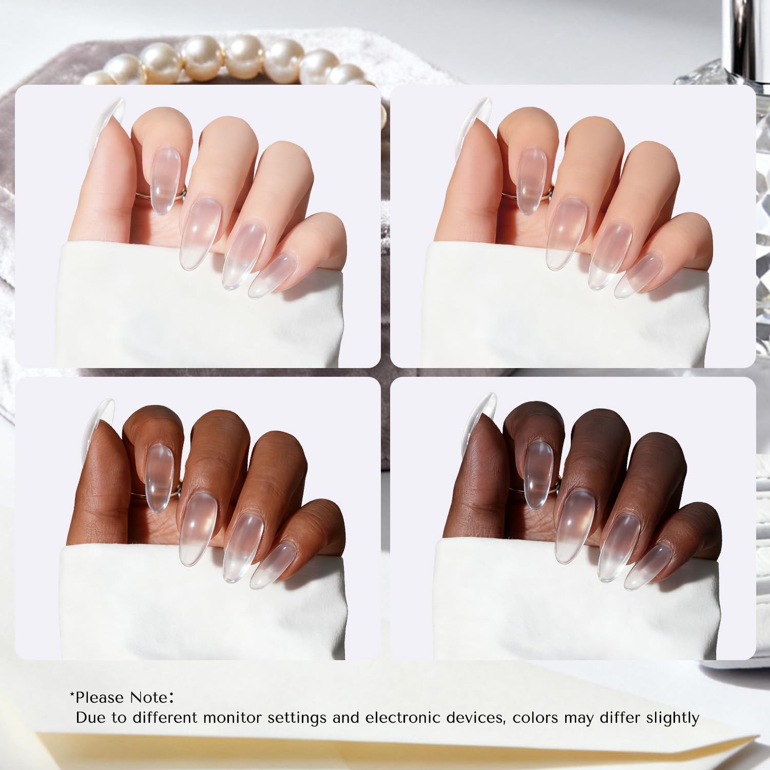 AZUREBEAUTY proceso en tres pasos para manicura rápida.