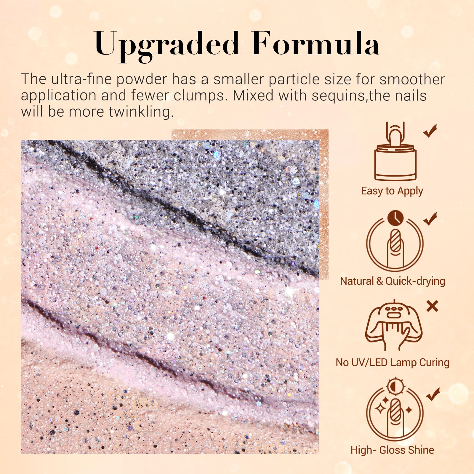 AZUREBEAUTY Dip Powder Platino Efecto Brillo para uñas lujosas